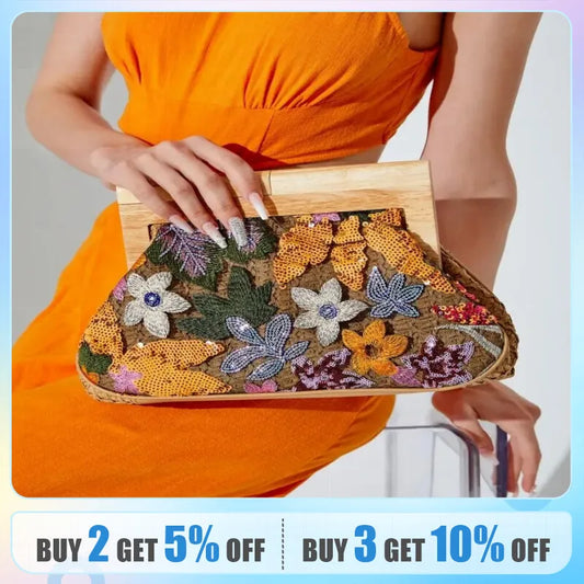 Flower Sequins Decor Clutch Bag, Elegant Glitter Storage Bag, Women's Evening Bag For Party