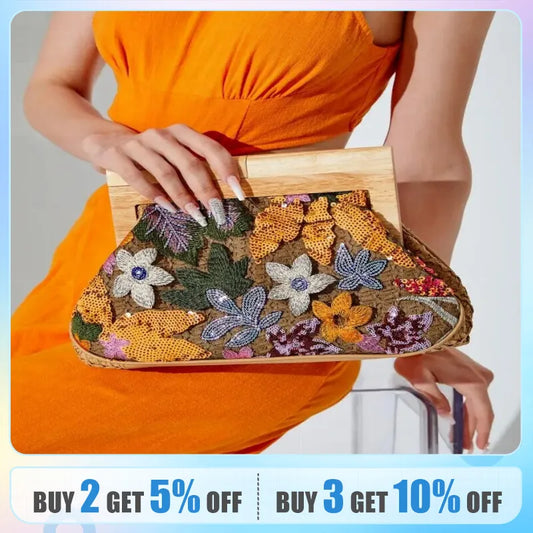 Blume Pailletten Dekor Clutch -Tasche, elegante Glitzer -Aufbewahrungstasche, Frauenabendtasche für Party