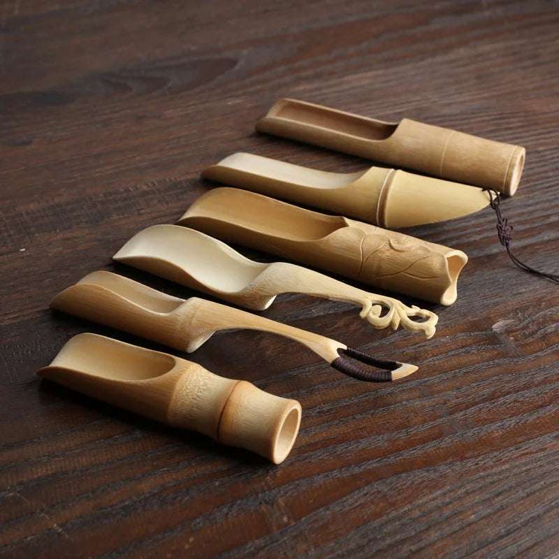 Handmade Bamboo Tea Scoop Traditional Zen Kung Fu Teaware Accessories Kitchen Seasoning Dispenser Tool Coffee Bean Spoon Shovel