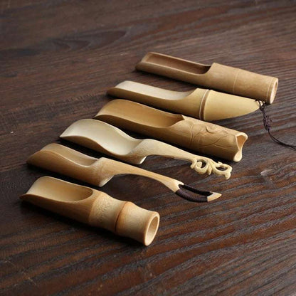 Handmade Bamboo Tea Scoop Traditional Zen Kung Fu Teaware Accessories Kitchen Seasoning Dispenser Tool Coffee Bean Spoon Shovel
