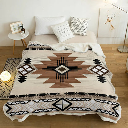 Indian Geometry Graphics Blankets Winter Warm Cashmere Blanket Office Sofa Soft Throw Blanket Kids Bed Bedspread