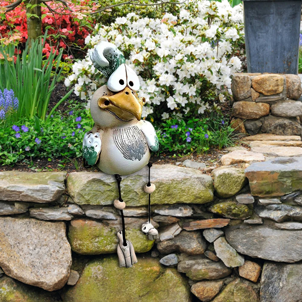 Hühnerdekoration Gartenfiguren Garten Hühnerpfahltiere Figuren für Außenharz Statue Farm Balkon Wohnzimmer