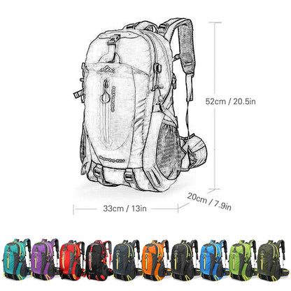 40L rucsac de călătorie rezistent la apă în aer liber camping pentru laptop laptop de zi trekking pentru a urca bagaje pentru bărbați pentru bărbați pentru femei geantă sportivă