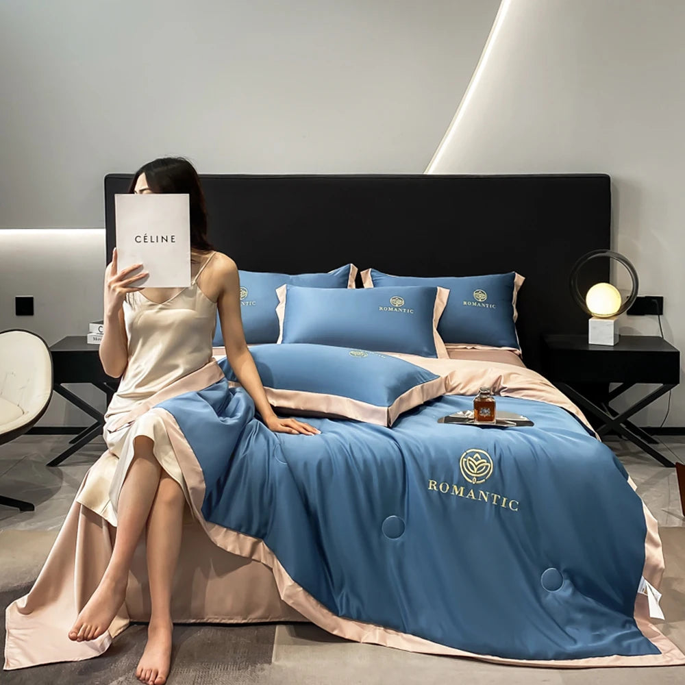 Yanyangtian 2024 letní přikrývka jednoduchá luxusní modální přikrývka tenká postel kryt povlečení Položení oboustranné přikrývky