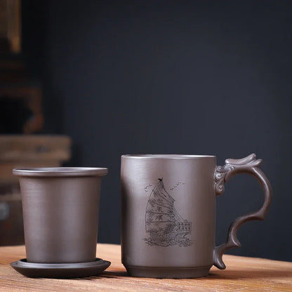 Chinese Yixing Purple Clay Teacups Raw Ore Handmade Master Cup Household Drinkware Chinese Teaware Supplies with Filter