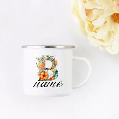 Personalized Floral Initial Name Cup Custom NameTea Coffee Hot Chocolate Mug Bride Bridesmaid Mothers Day Gift for Her