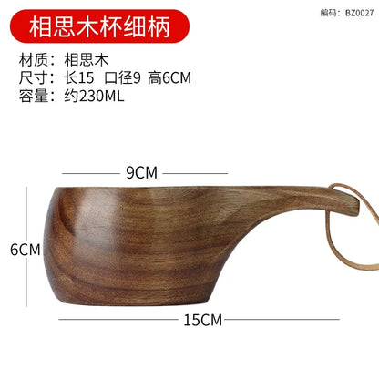 Natural Solid Wood Finnish Cup Outdoor Camping Mug Natural Acacia Wooden Tea Cup Milk Tea Wine Cup Portable Anti Scalding